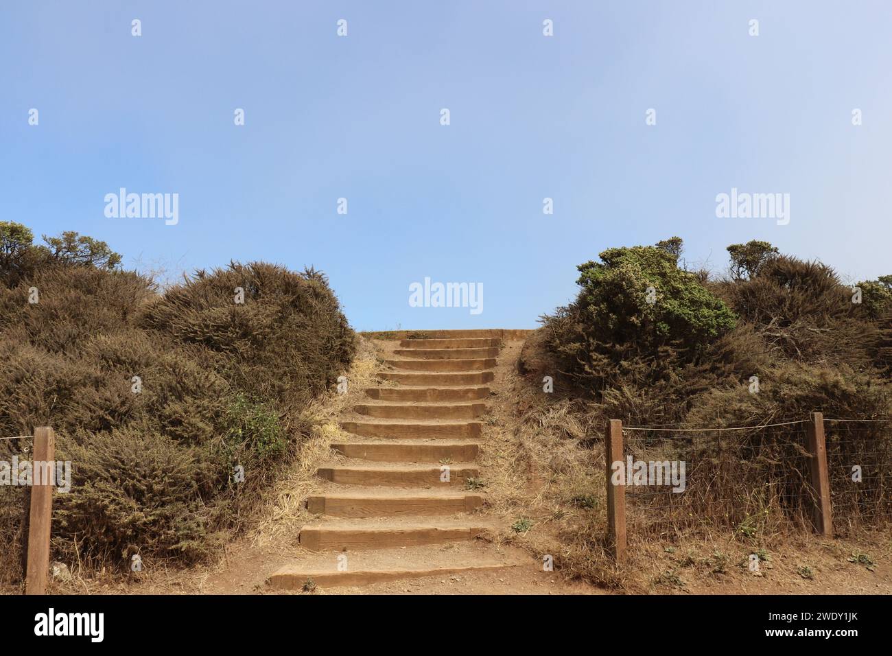 Blue sky above staircase Stock Photo