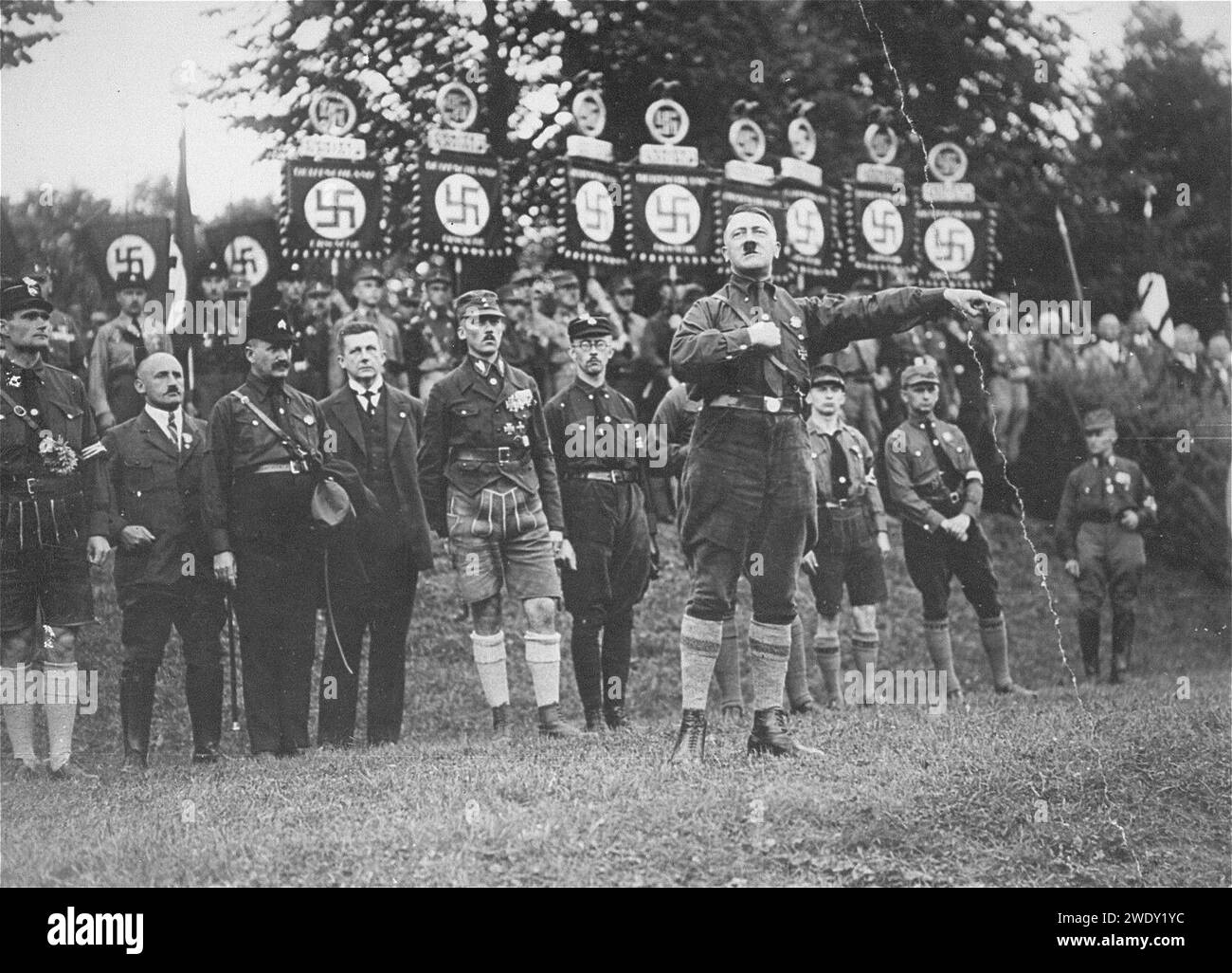 Adolf Hitler speech at Nuremberg Rally, 1927. Stock Photo