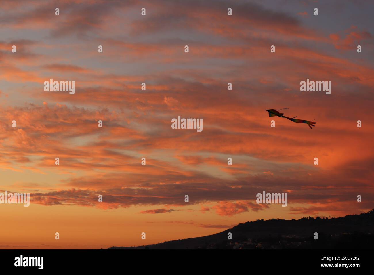 Vibrant sky with dragon kite soaring Stock Photo