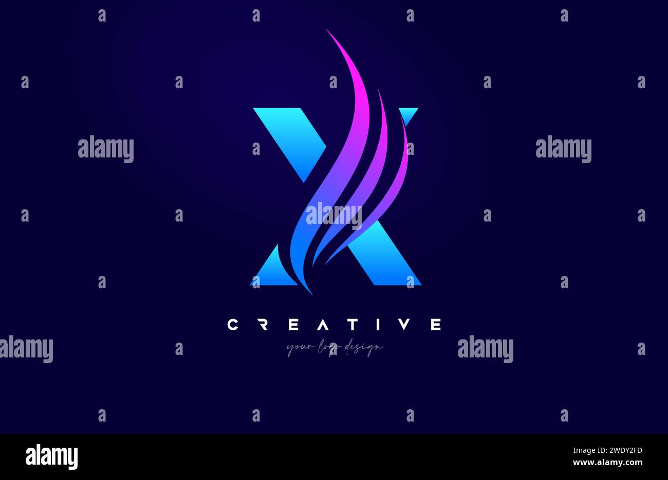 Letter X Swoosh Alphabet Logo Design with creative Swoosh shapes in blue pink colors for Personal or Business Vector Vector Illustration. Stock Vector