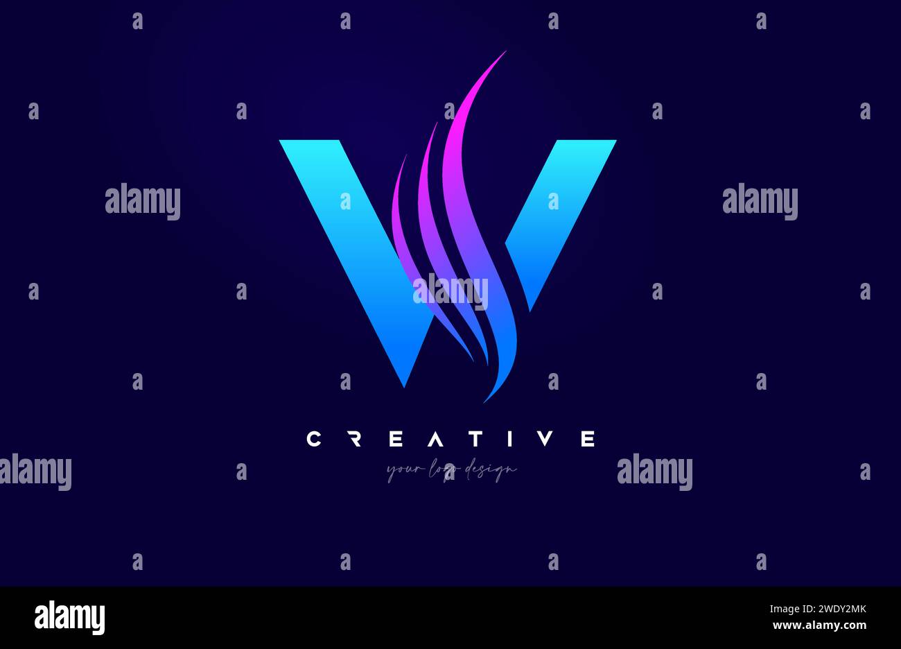 Letter W Swoosh Alphabet Logo Design with creative Swoosh shapes in ...