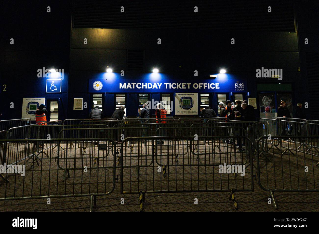 King Power Stadium, Leicester, UK. 22nd Jan, 2024. EFL Championship Football, Leicester City versus Ipswich Town; The ticket office outside the King Power Stadium Credit: Action Plus Sports/Alamy Live News Stock Photo