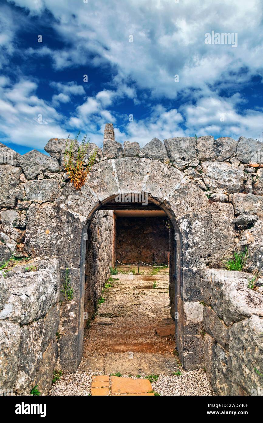 The Nekromanteion ('Oracle of the Dead') of Ephyra and Acheron, Messopotamos village, Parga municipality, Preveza, Epirus, Greece. Stock Photo