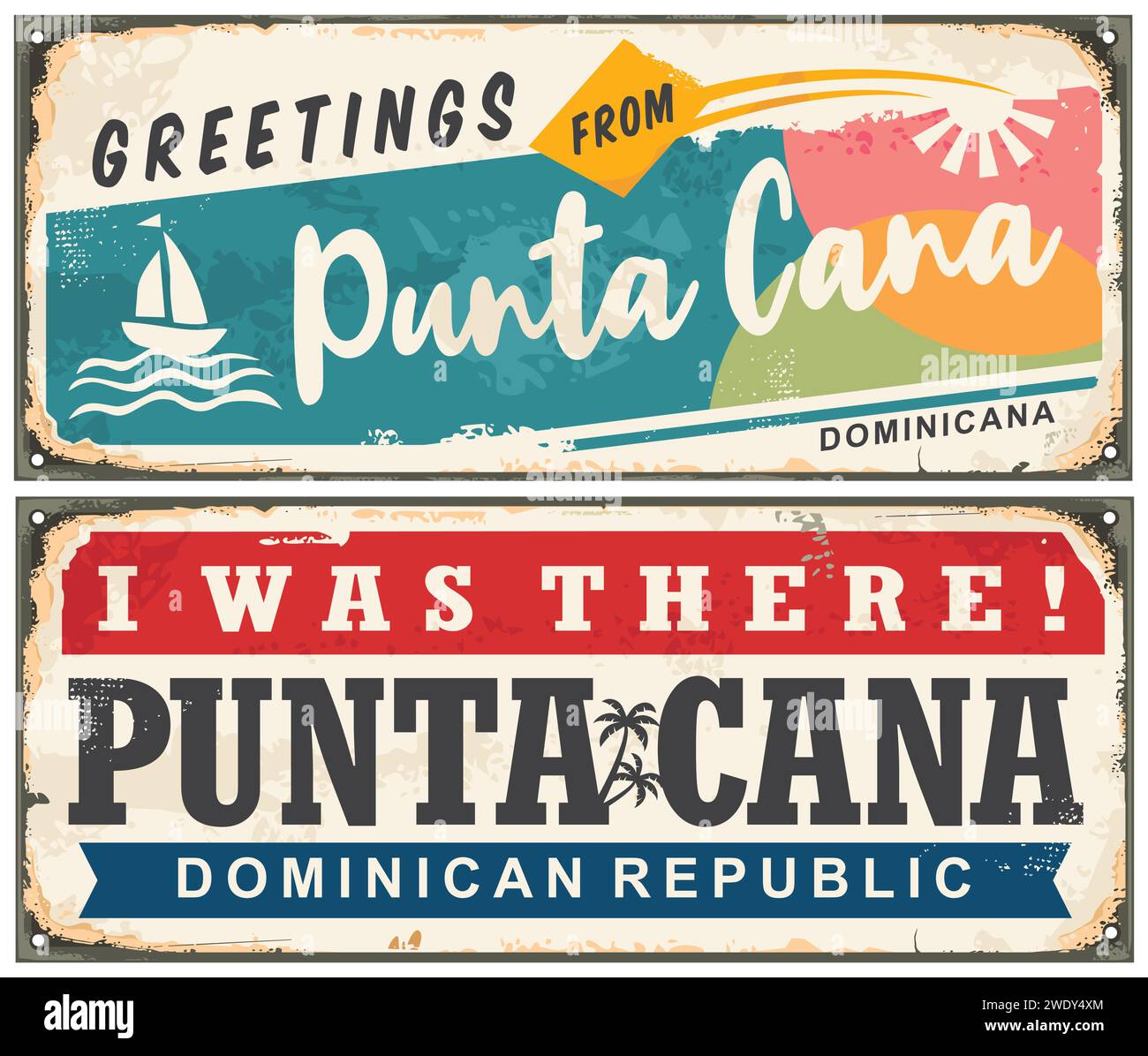 Punta Cana retro greeting card souvenir sign from Dominican Republic