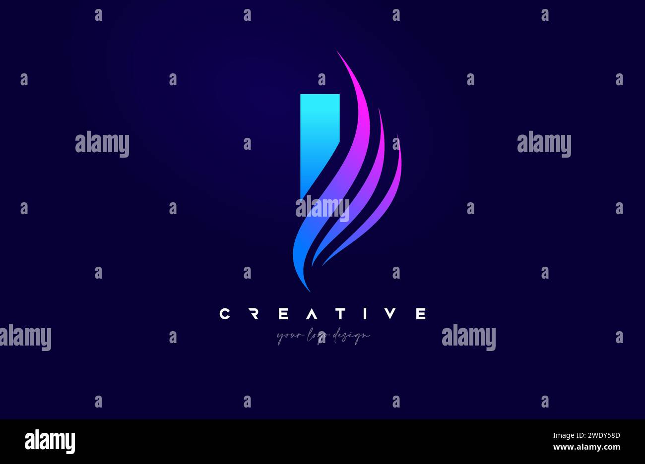 Letter I Swoosh Alphabet Logo Design with creative Swoosh shapes in ...