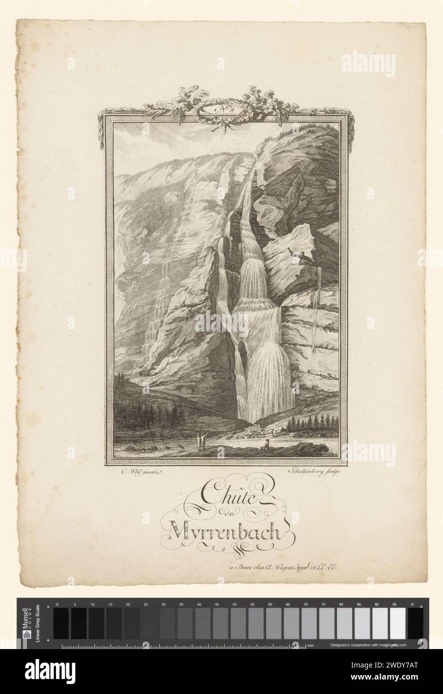 View of the Mürrenbach waterfall, Johann Rudolph Schellenberg, After ...
