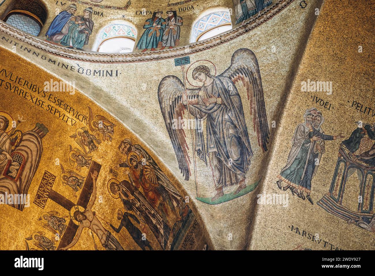 Archangel mosaic in the cathedral Stock Photo