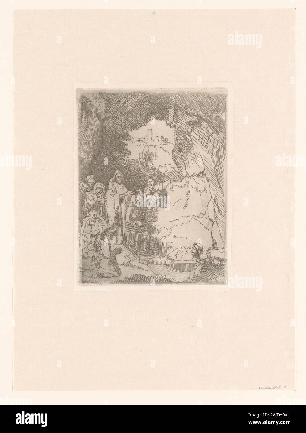 The raising of Lazarus: small plate, anonymous, after Rembrandt van ...
