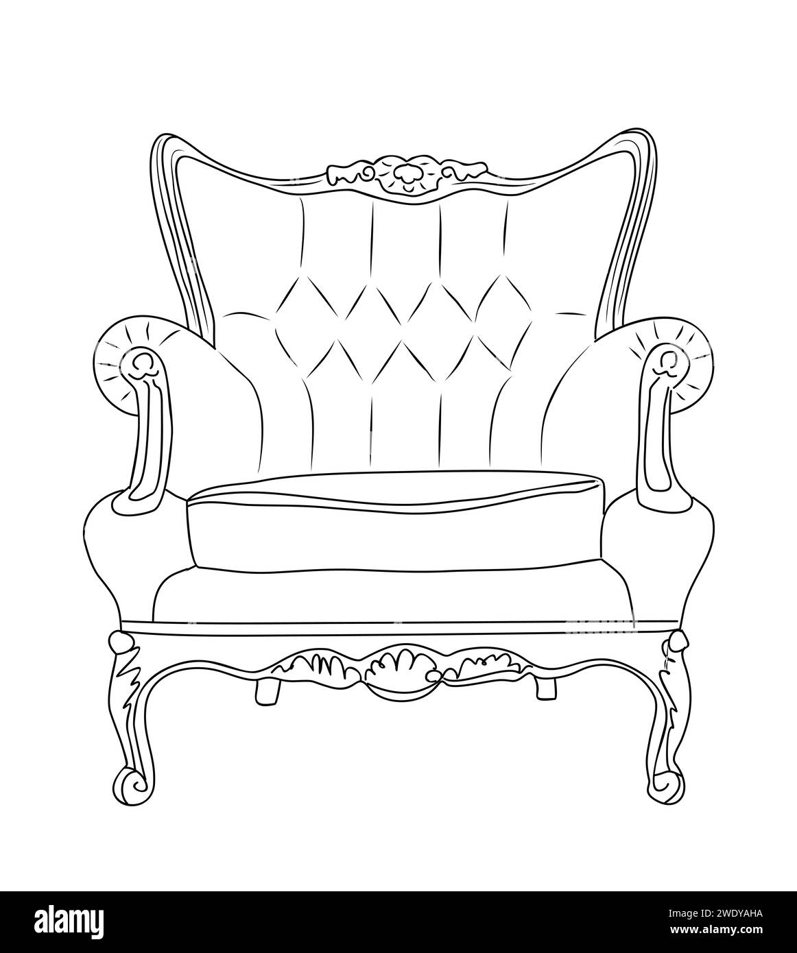 Hand-drawn sketch of antique armchair vector icon. Stock Vector