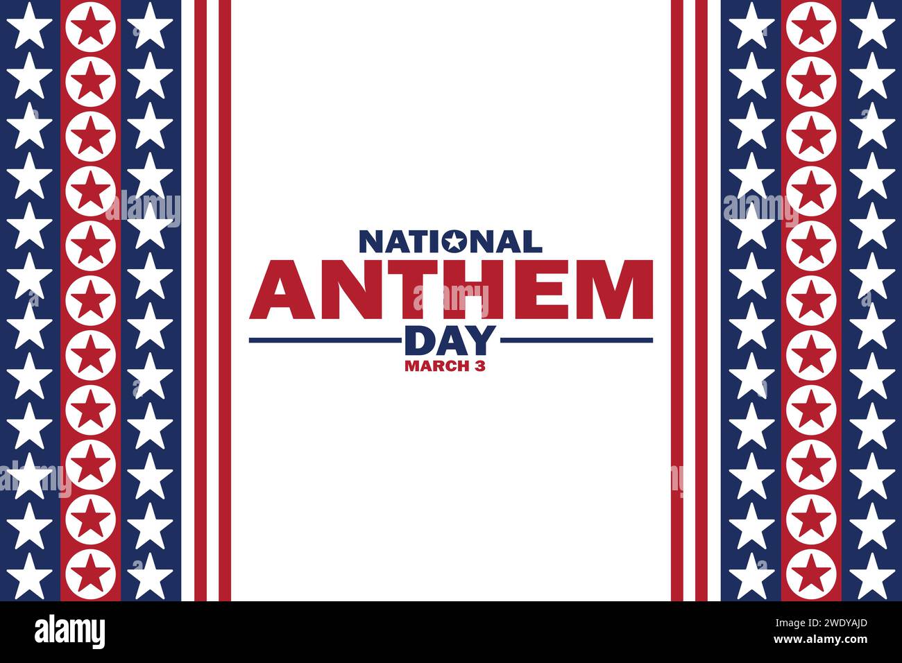 National Anthem Day Vector Template Design Illustration. March 3. Suitable for greeting card, poster and banner Stock Vector