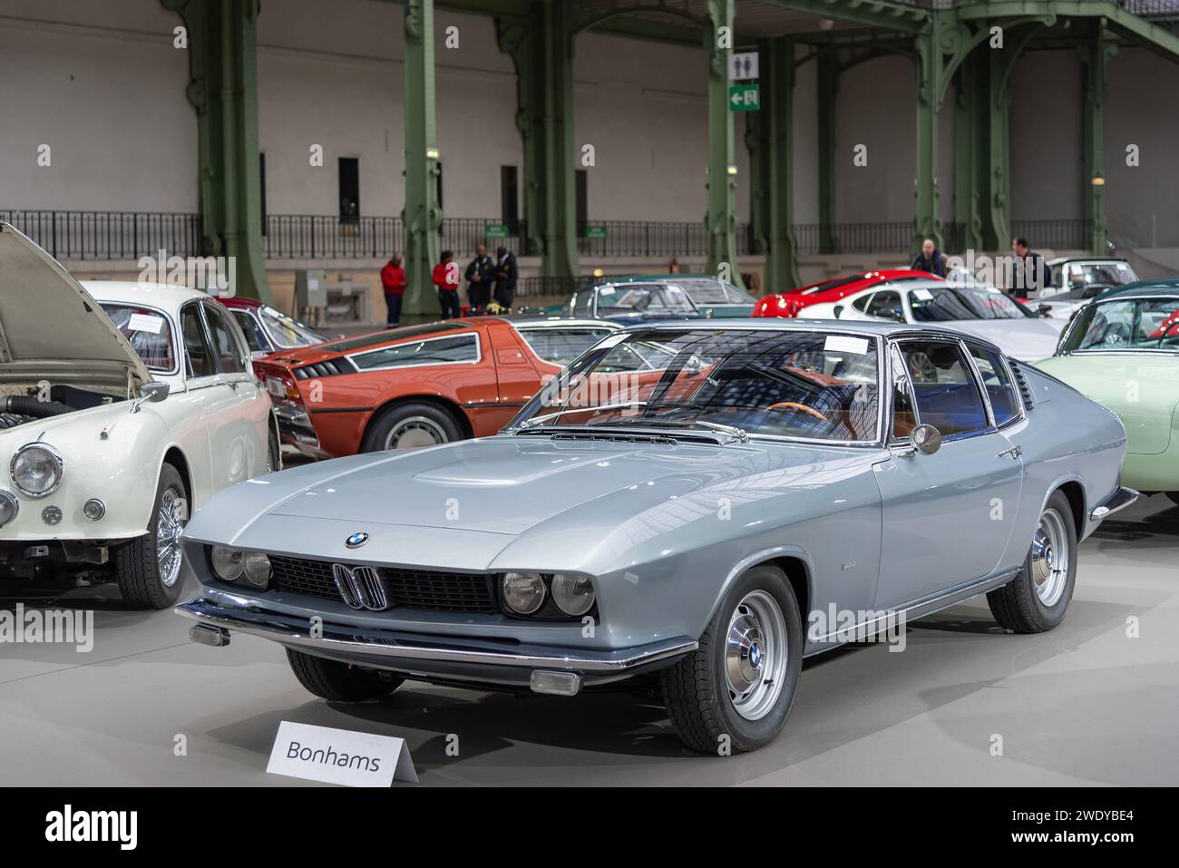 Bonhams 2020 sale at the Grand Palais in Paris. Focus on a grey 1967 BMW-Glas 3000 V8 Fastback Coupé Prototype. Chassis no. V-1471. Stock Photo