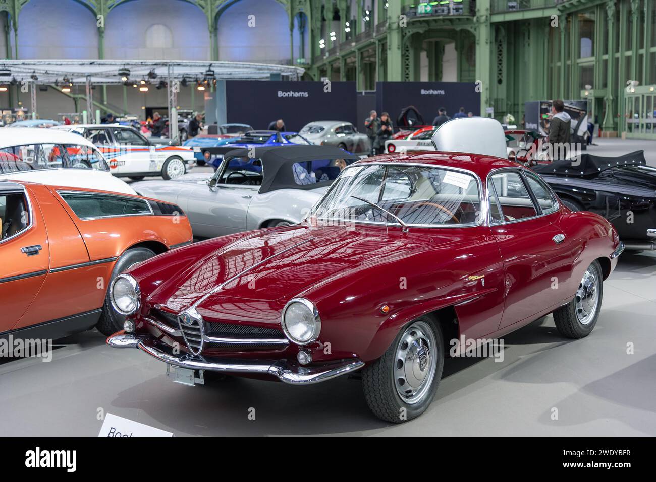 Bonhams 2020 sale at the Grand Palais in Paris. Focus on a Amaranto 1961 Alfa Romeo Giulietta SS Coupé. Chassis no. AR101 2000551. Stock Photo
