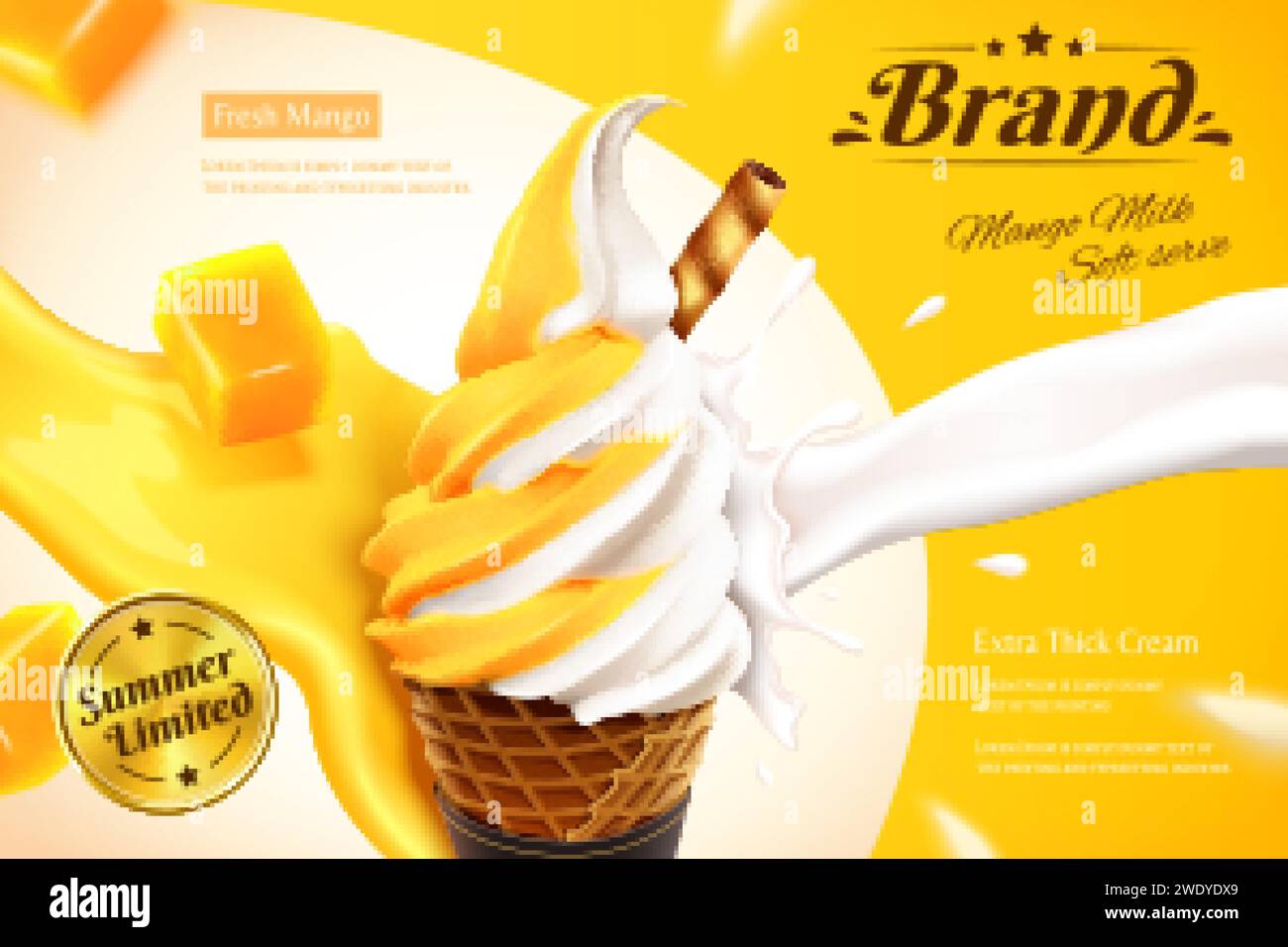 Mango and milk ice cream cone ads Stock Vector Image & Art Alamy