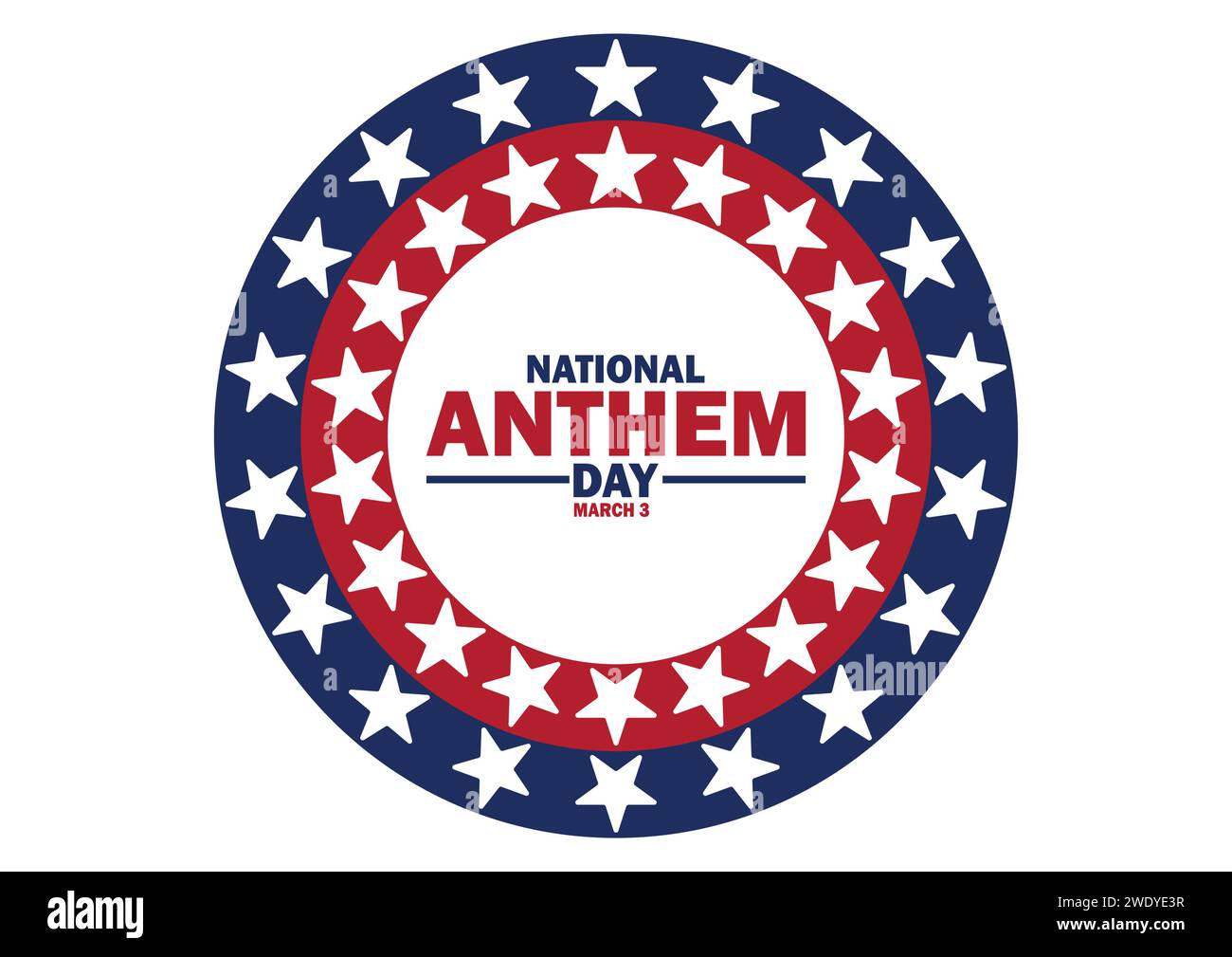 National Anthem Day. March 3. Holiday concept. Template for background, banner, card, poster with text inscription. Vector illustration Stock Vector