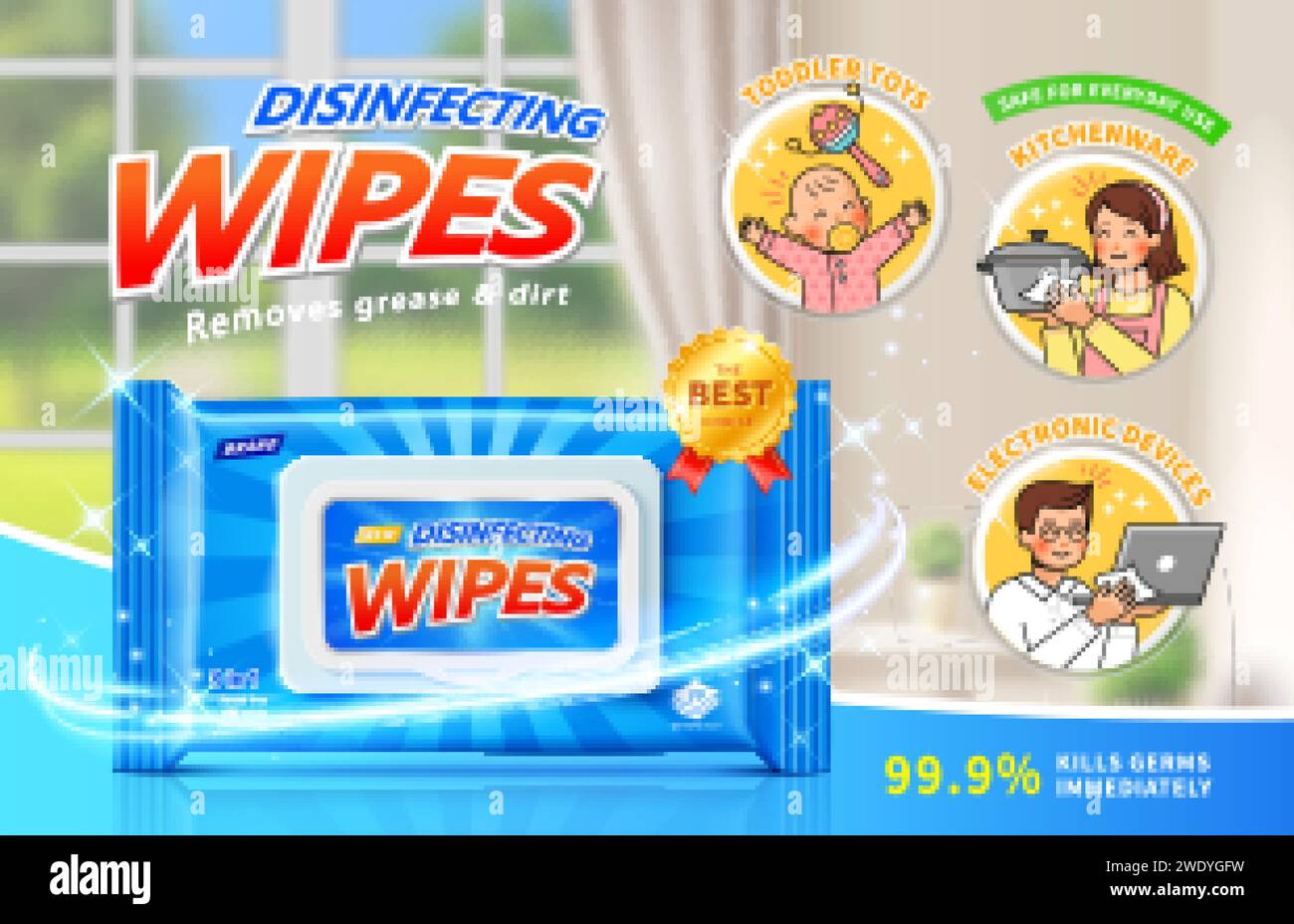 Safe disinfecting wet wipes ad Stock Vector Image & Art Alamy