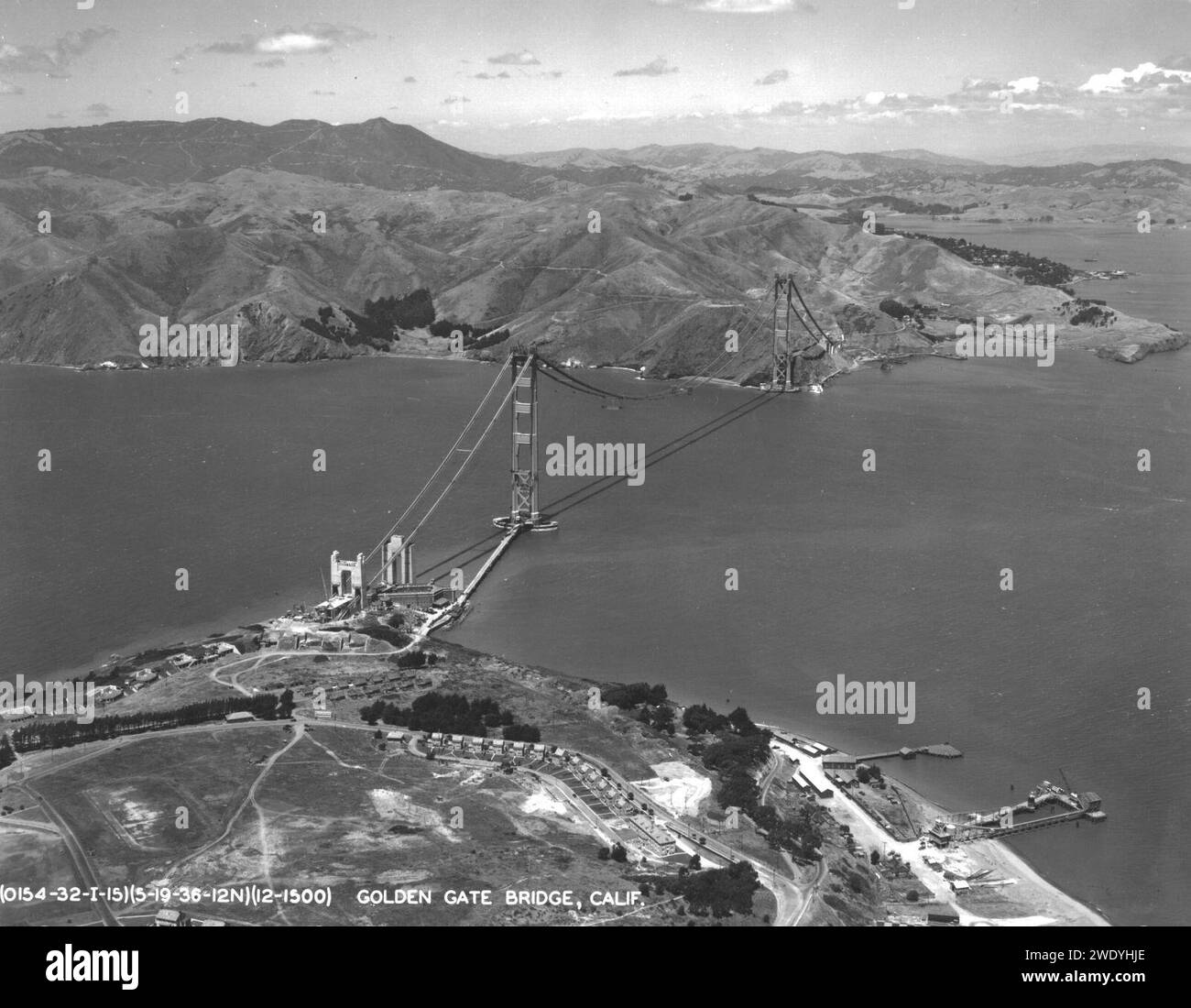 Aerial Photograph of the Golden Gate Bridge being Constructed in San ...