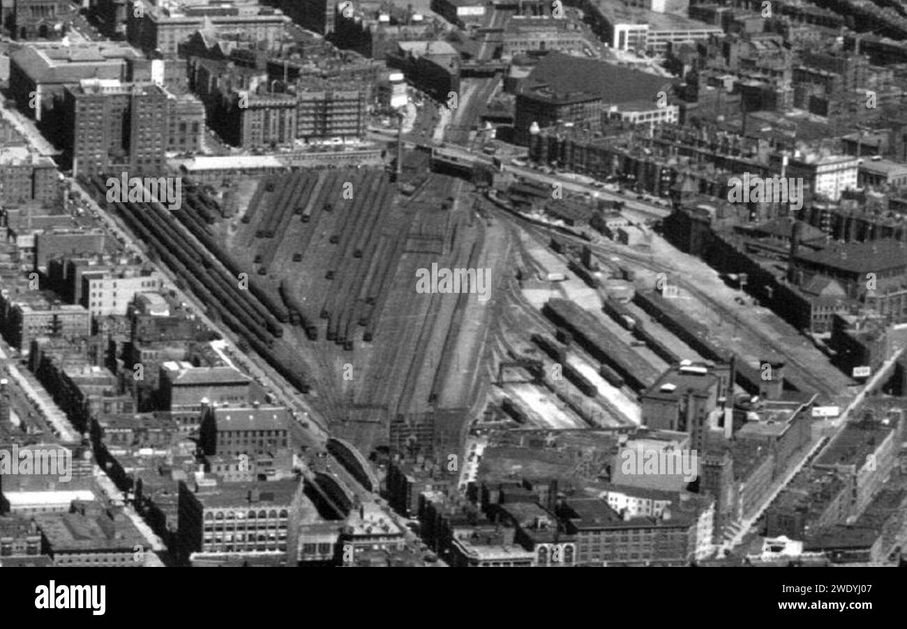 Aerial view of boston and albany railroad yard in boston may Aerial view of boston and albany railroad yard in boston may