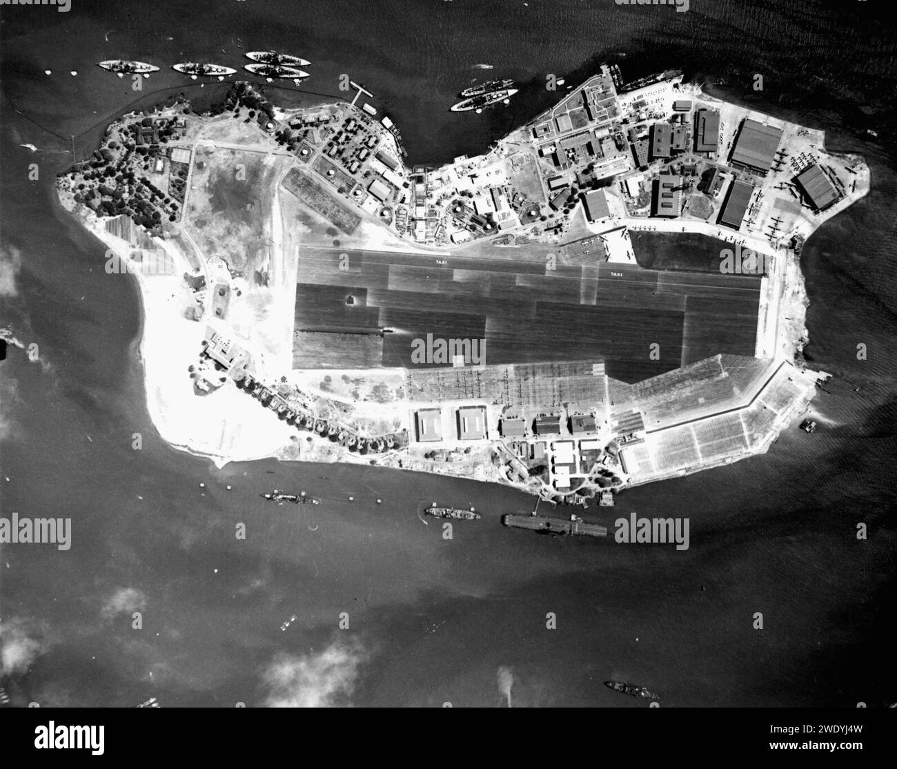 Aerial view of Ford Island, Pearl Harbor, on 10 November 1941 Stock Photo