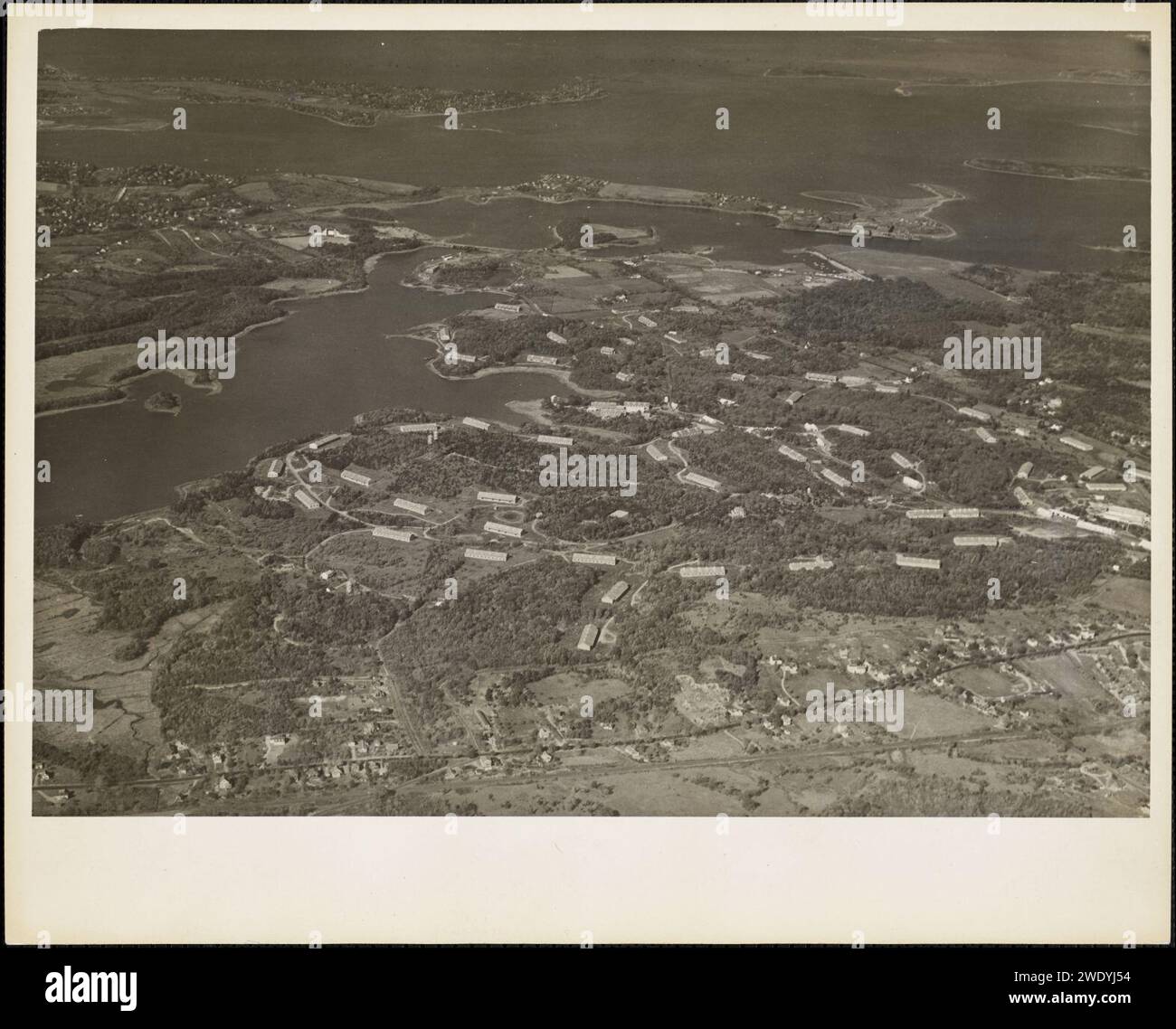 Aerial view of Hingham Naval Ammunition Depot, Hingham, MA circa 1942