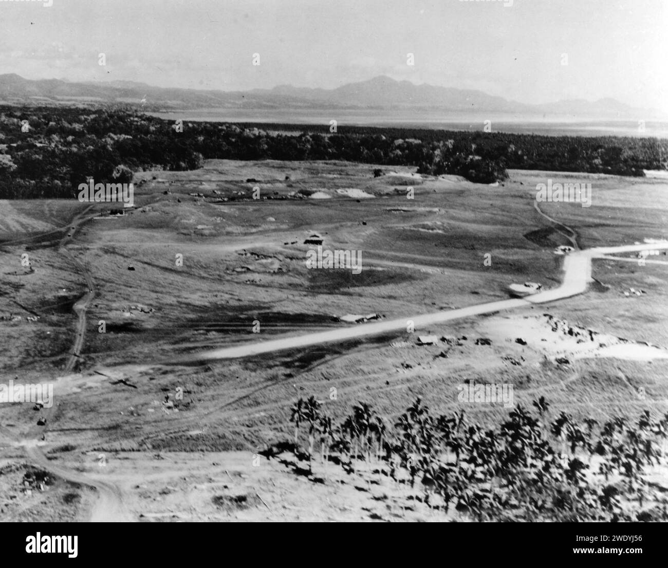 Aerial view of Pagoda Hill at Henderson Field, Guadalcanal, circa in ...