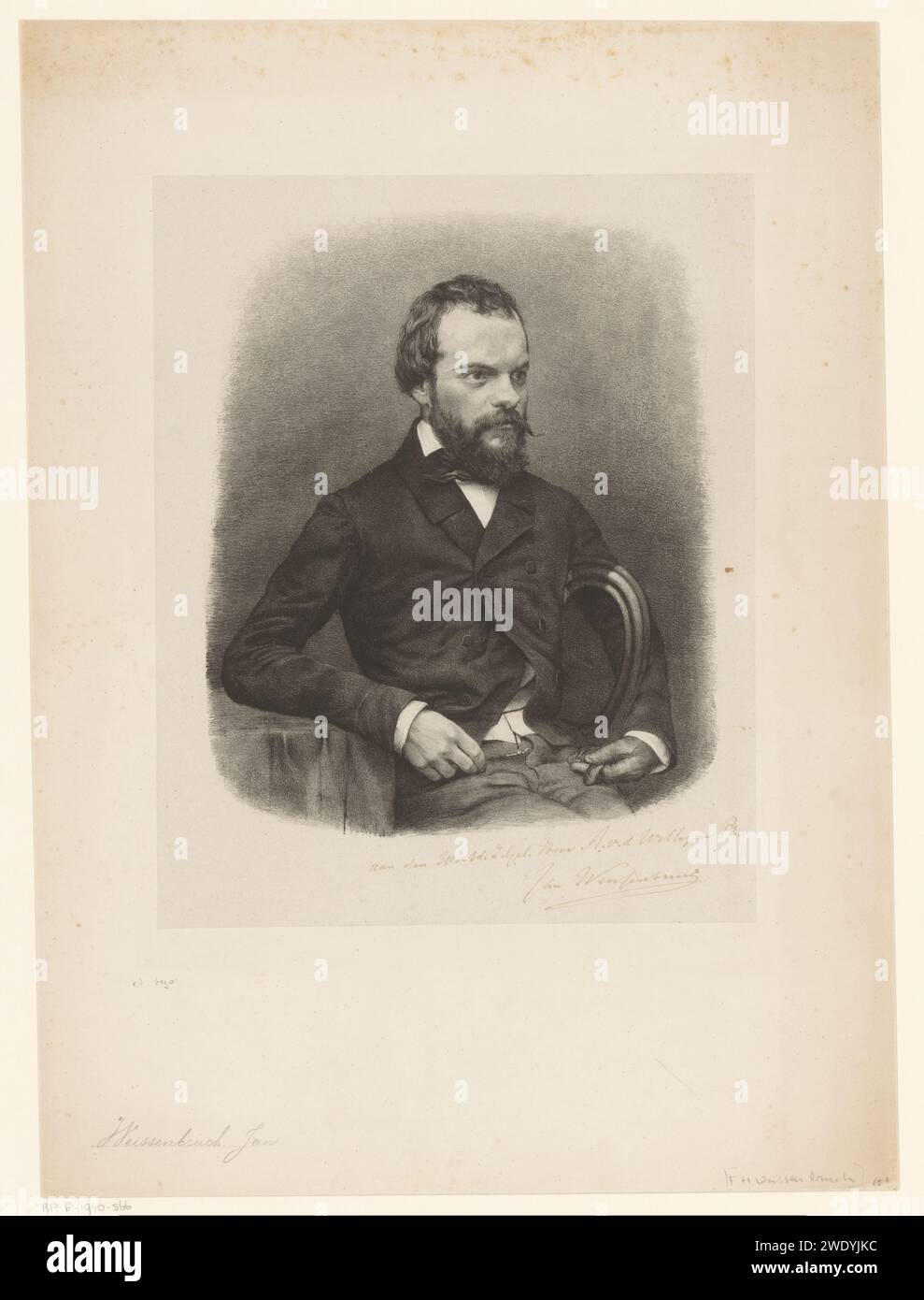 Portrait van Jan Weissenbruch, Frederik Hendrik Weissenbruch, 1838 - 1887 print  Netherlands paper.  historical persons Stock Photo