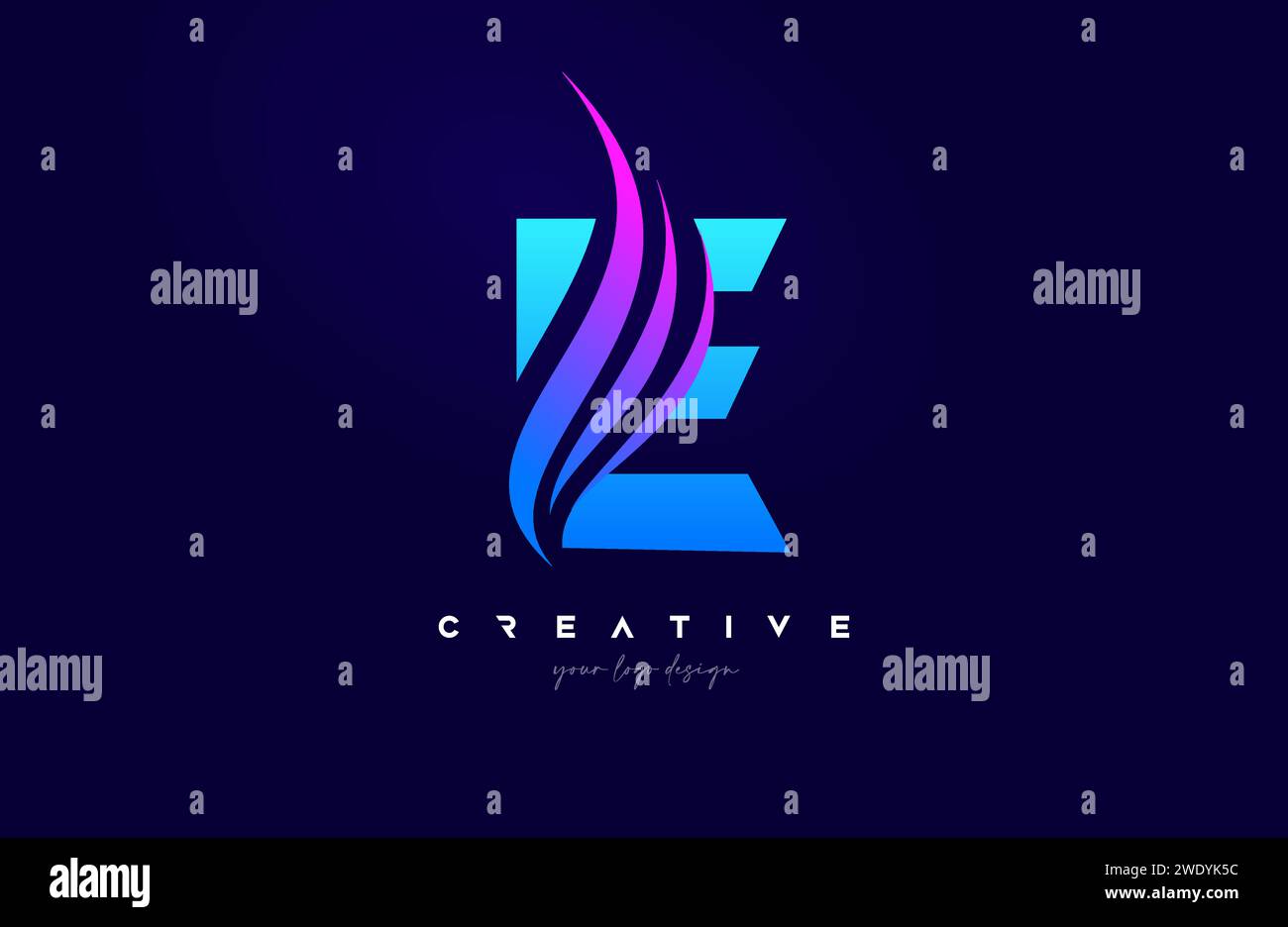 Letter E Swoosh Alphabet Logo Design with creative Swoosh shapes in blue pink colors for Personal or Business Vector Vector Illustration. Stock Vector