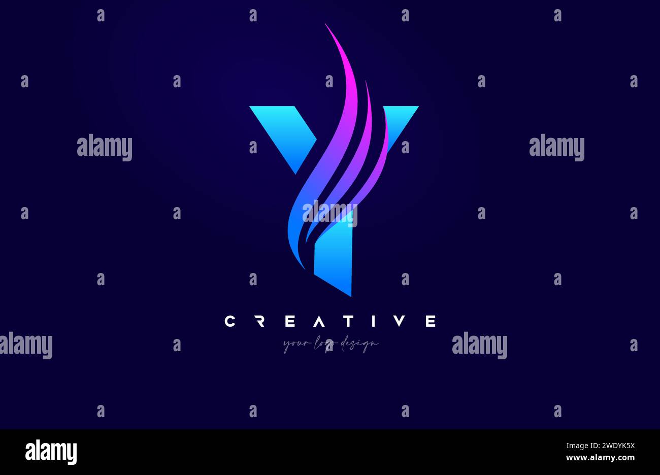 Letter Y Swoosh Alphabet Logo Design with creative Swoosh shapes in blue pink colors for Personal or Business Vector Vector Illustration. Stock Vector