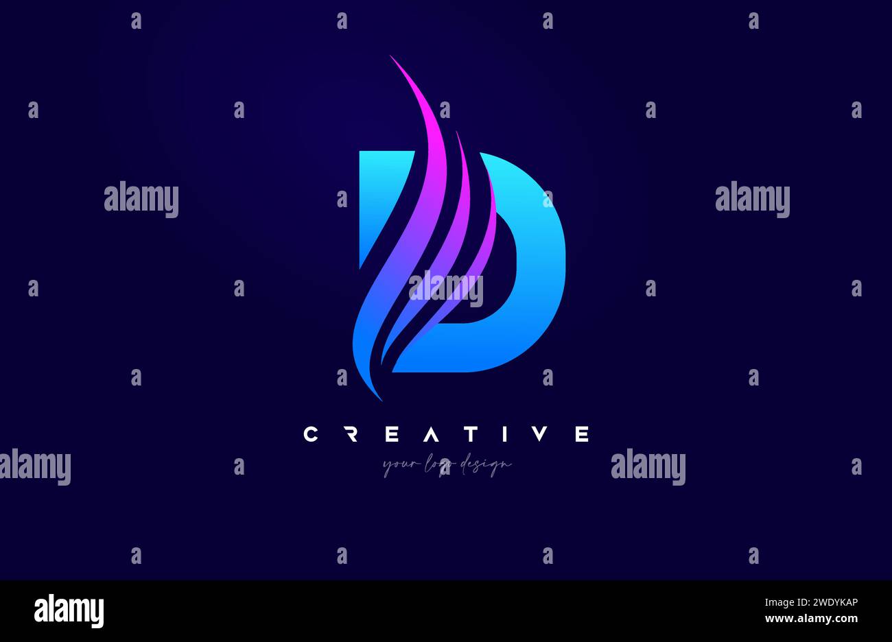 Letter D Swoosh Alphabet Logo Design with creative Swoosh shapes in ...