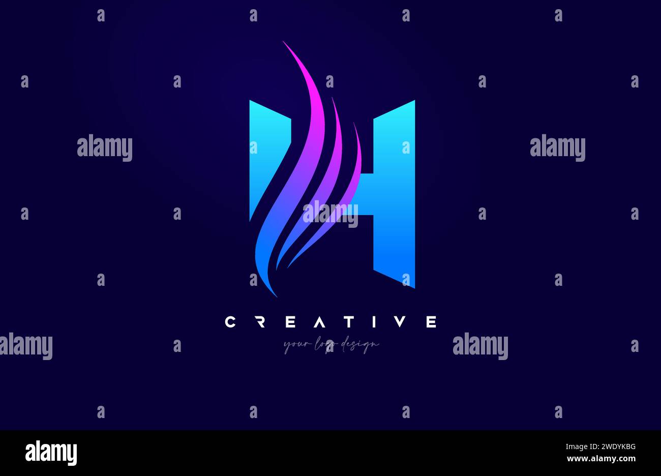 Letter H Swoosh Alphabet Logo Design with creative Swoosh shapes in blue pink colors for Personal or Business Vector Vector Illustration. Stock Vector