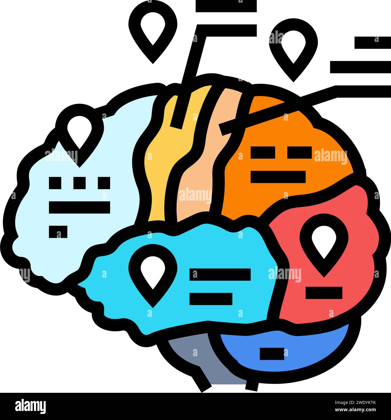 brain mapping neuroscience neurology color icon vector illustration Stock Vector