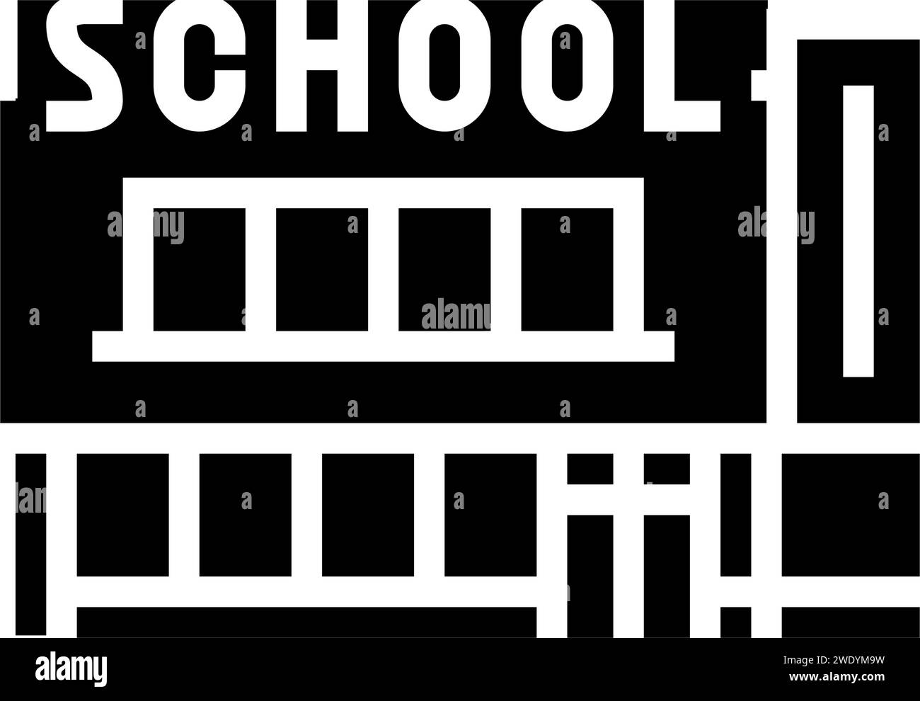 house school building glyph icon vector illustration Stock Vector Image ...