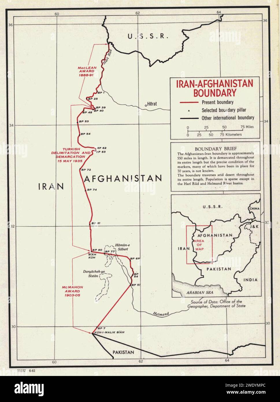 AFG-IRAN border map Stock Photo - Alamy