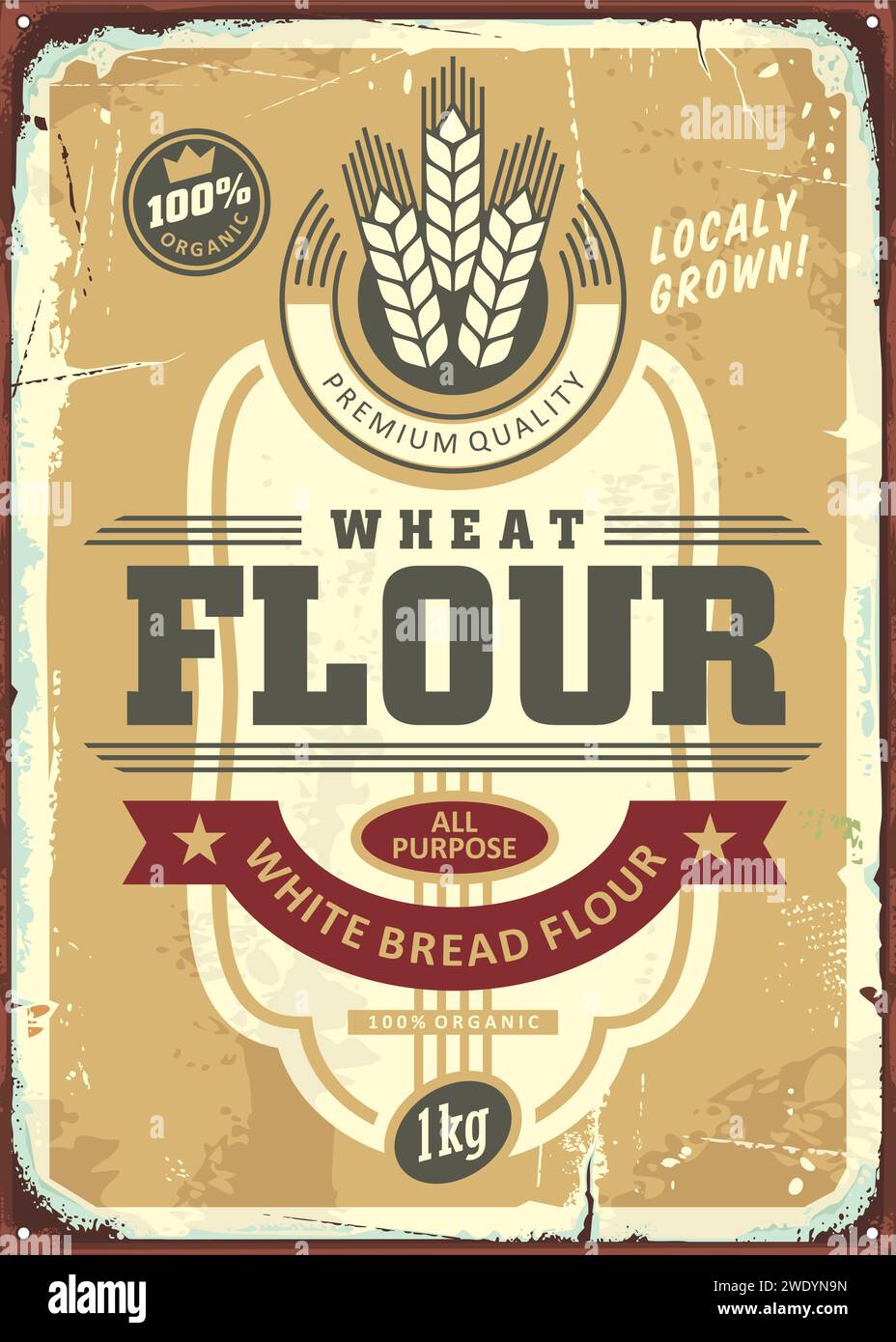 Wheat white bread flour retro sign label design. Classical style