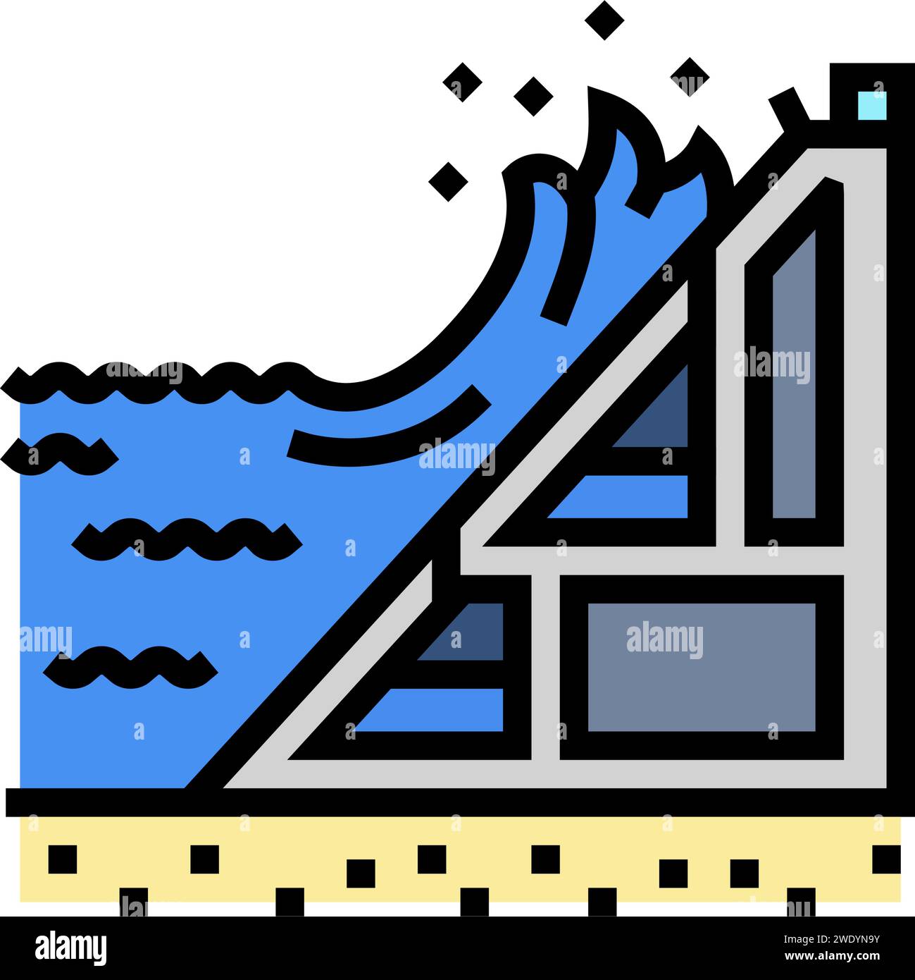 coastal power tidal power color icon vector. coastal power tidal power