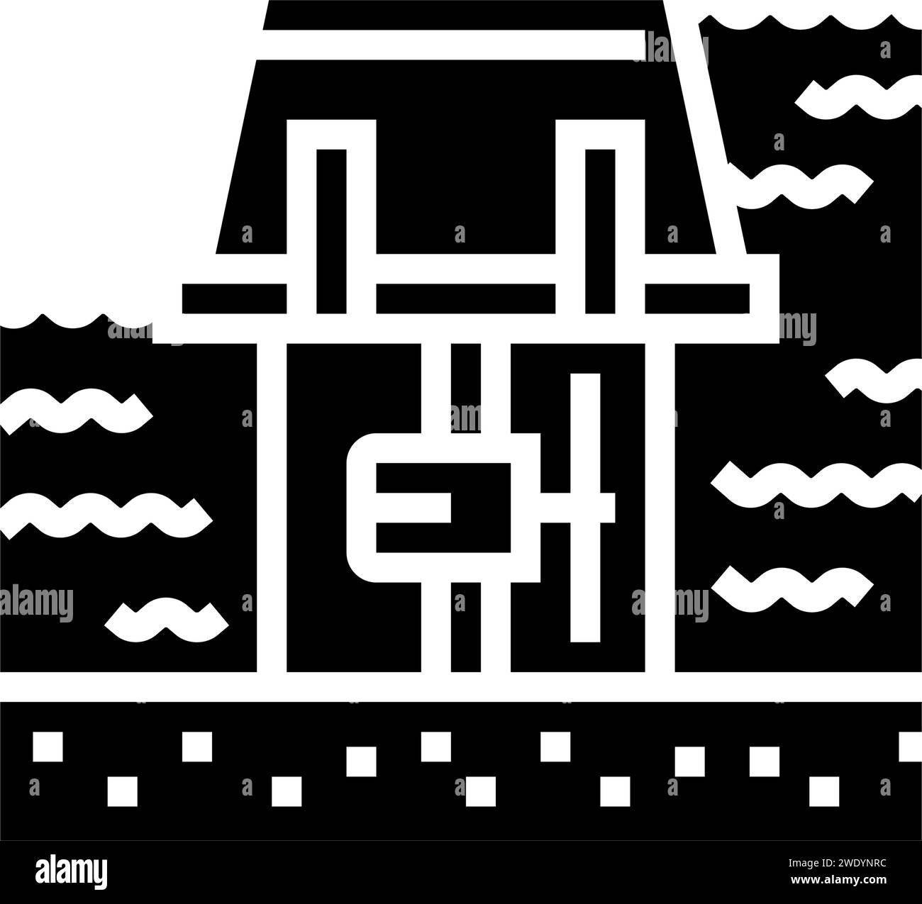 range systems barrages tidal glyph icon vector illustration Stock