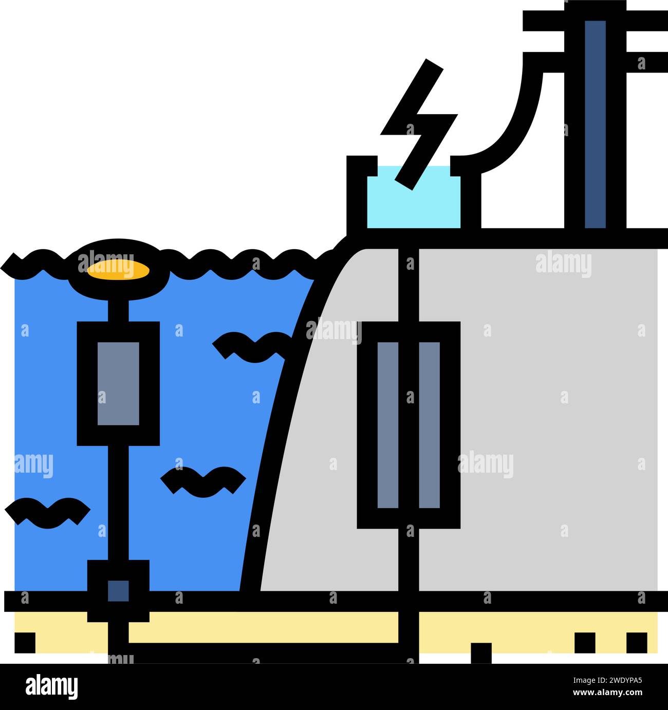 wave transmission tidal power color icon vector illustration Stock ...