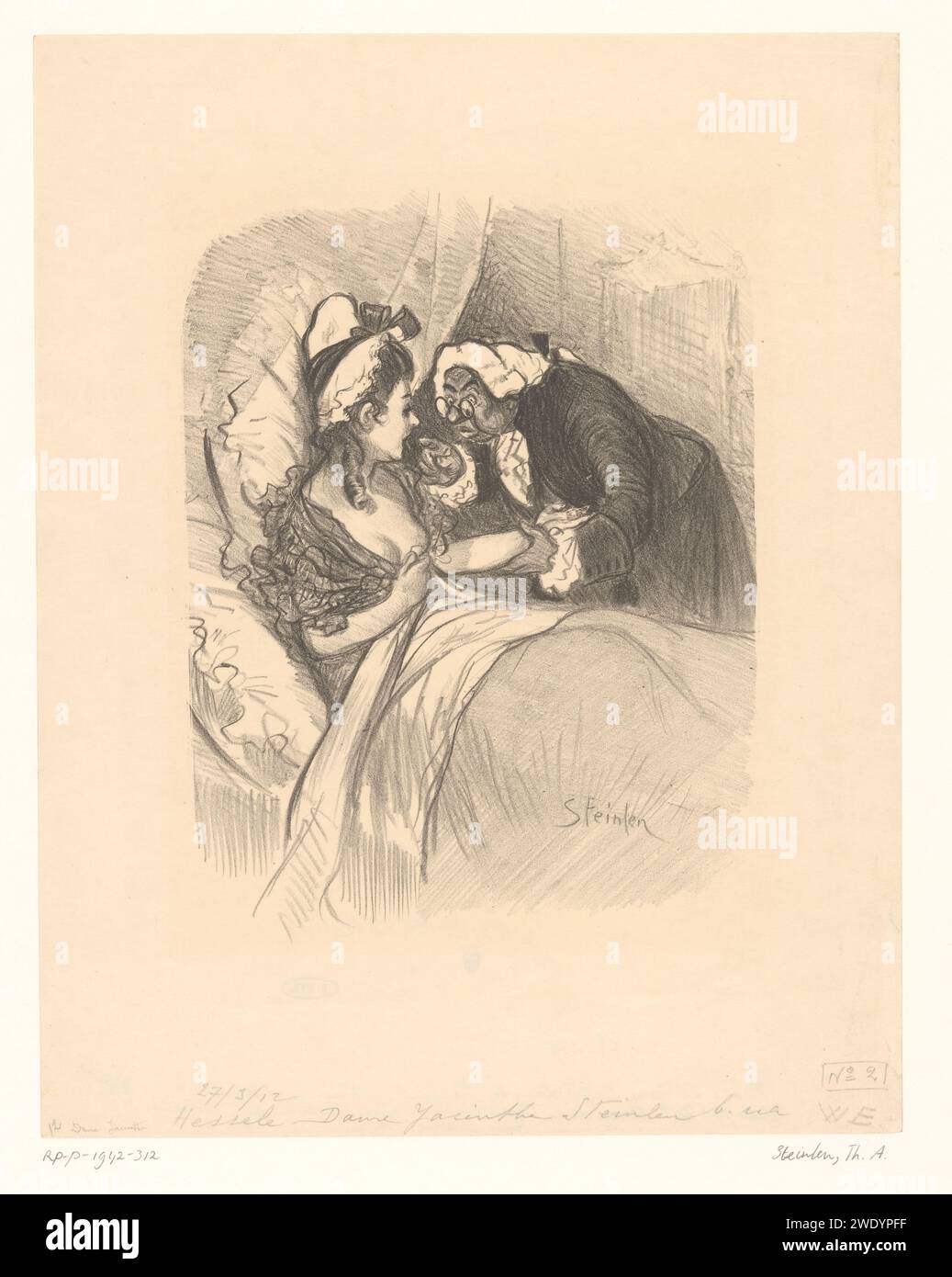 Mrs. Jacinthe, Théophile Alexandre Steinlen, 1900 print  Paris paper  patient, sick person. nursing, tending the sick Stock Photo