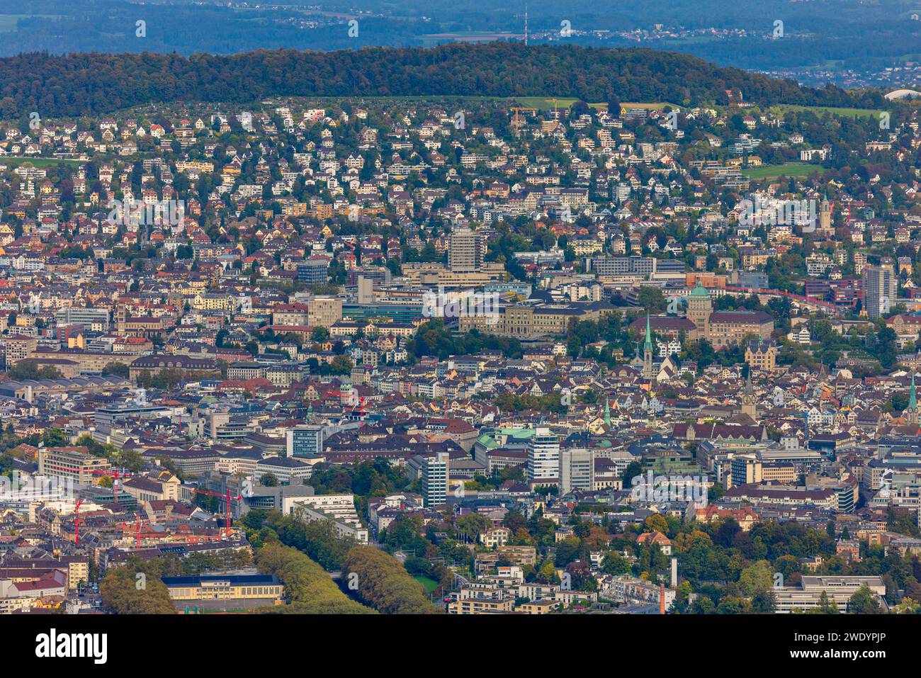 Aerial view of the city of Zurich in Zurich, Switzerland. Stock Photo