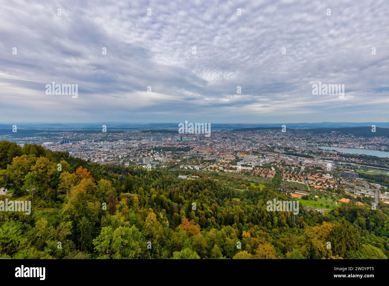 Aerial view of the city of Zurich in Zurich, Switzerland. Stock Photo