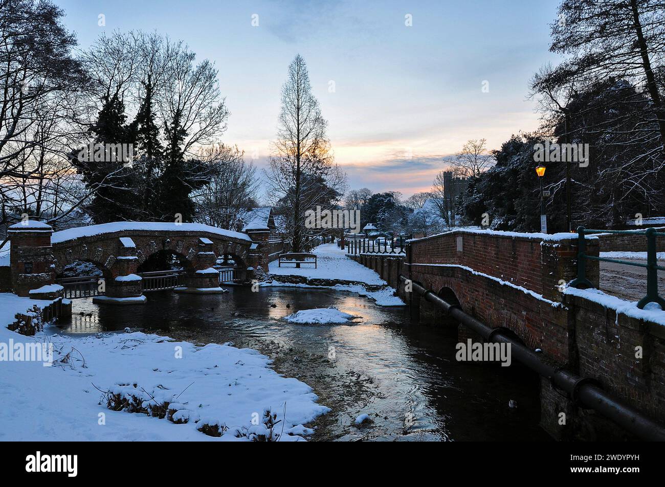 Ancient and old bridges over River Darent, in Farningham village, Kent ...