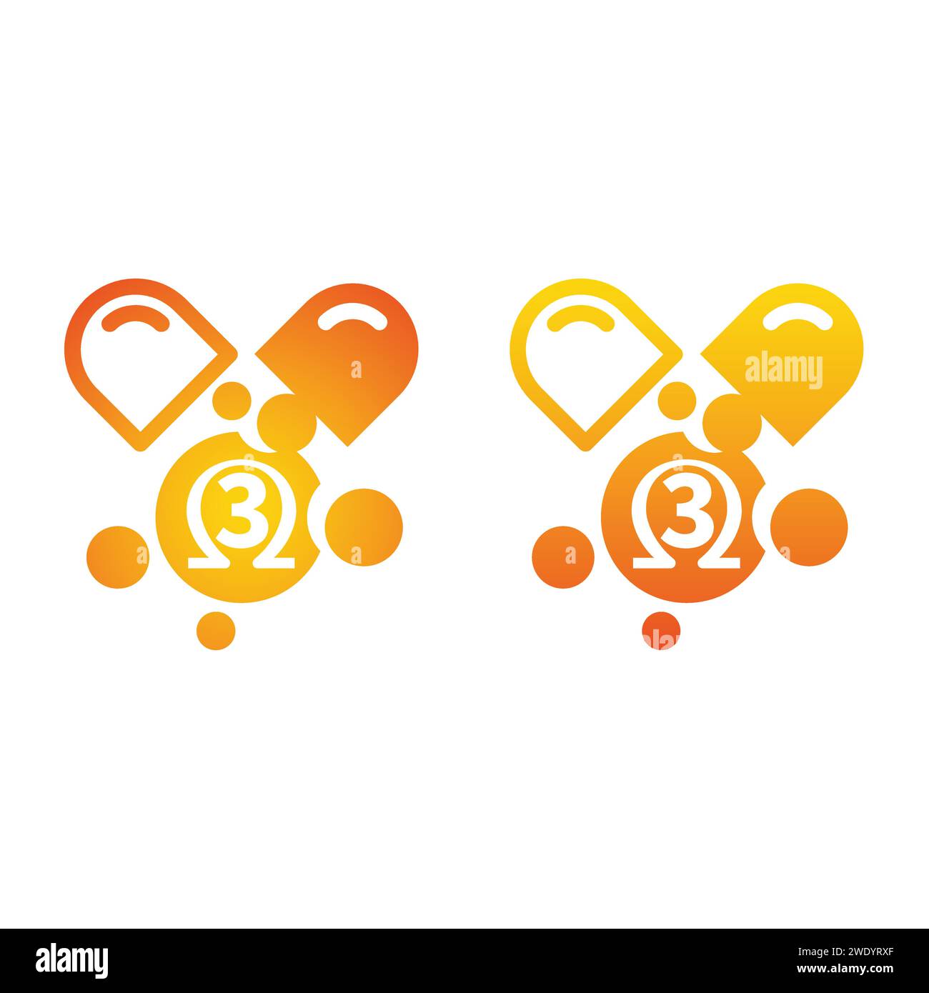 Omega 3 vector icon. Pill or capsule colorful drug. Stock Vector