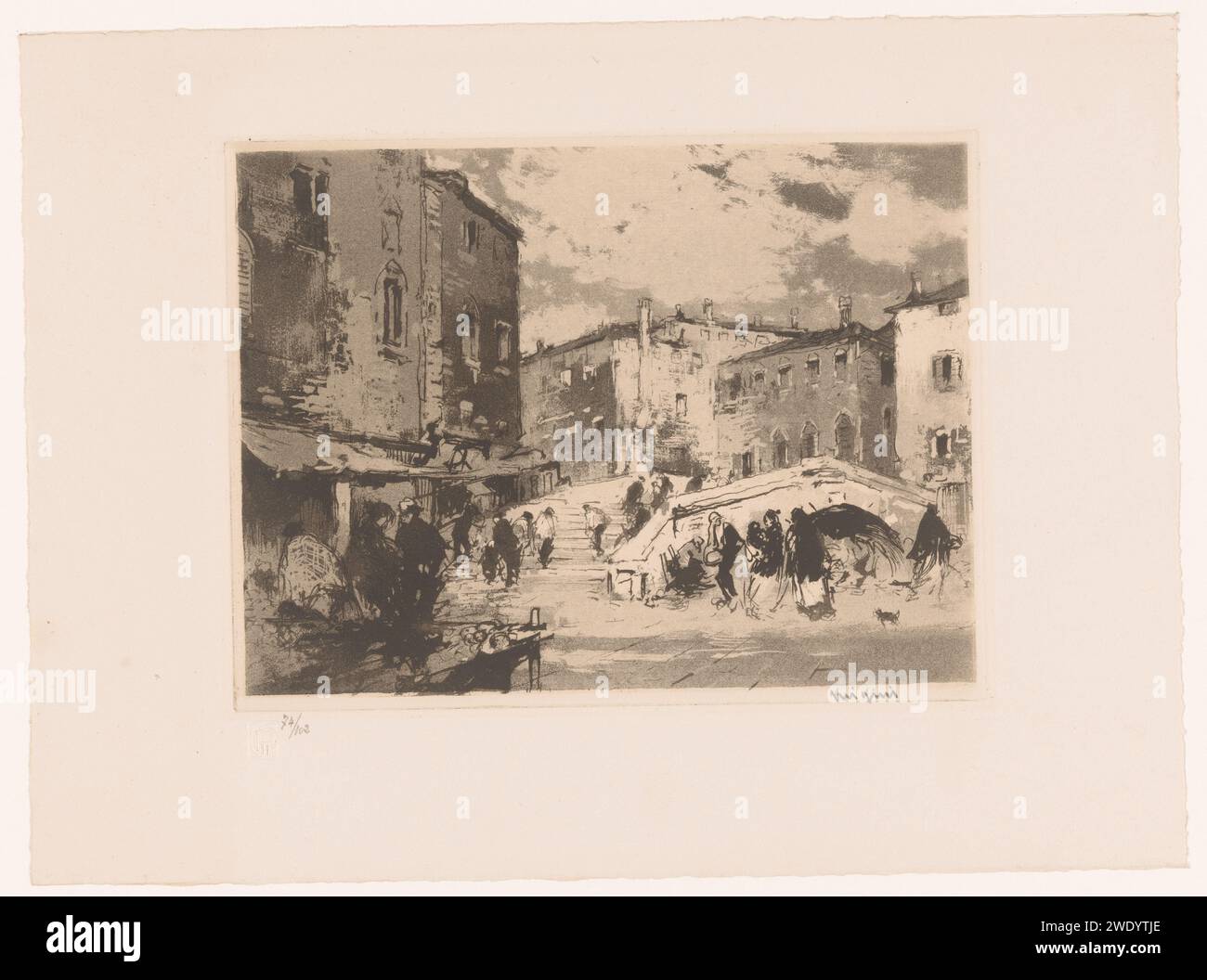 View Of Venice Ferdinand Luigini 1930 Print Venice Possibly Paper Etching City View In View Of Venice Ferdinand Luigini 1930 Print Venice Possibly Paper Etching City View In