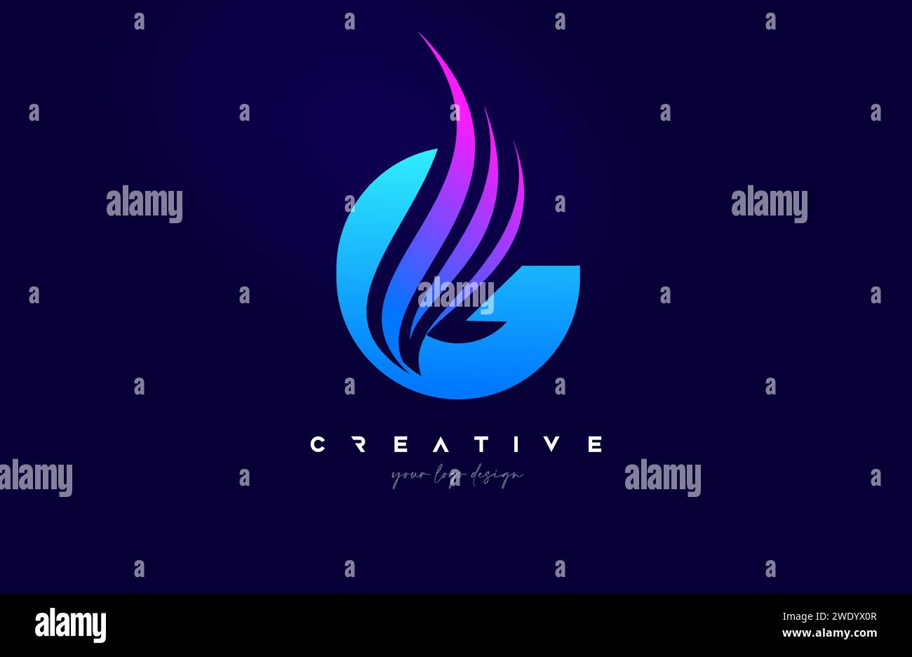Letter G Swoosh Alphabet Logo Design with creative Swoosh shapes in blue pink colors for Personal or Business Vector Vector Illustration. Stock Vector