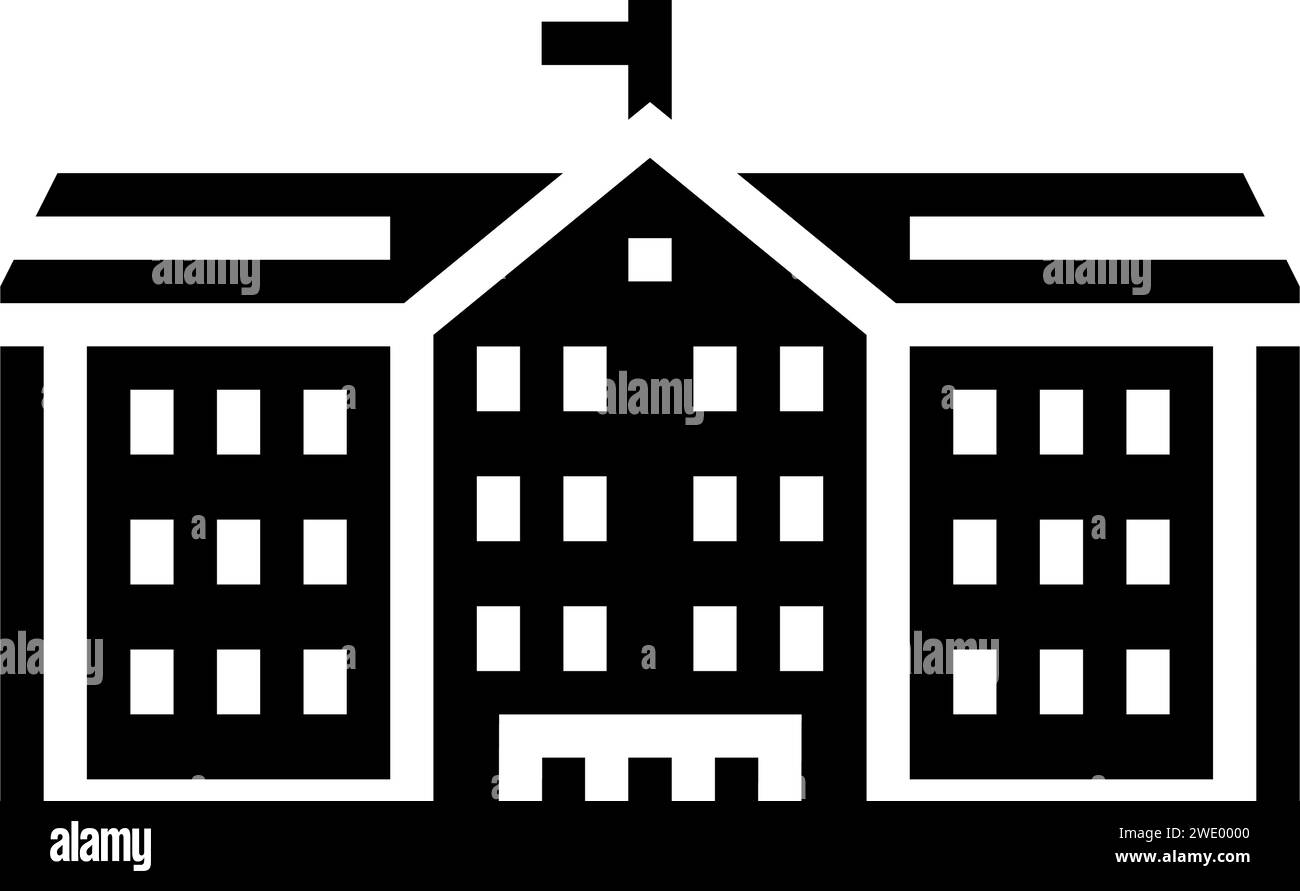 public school building glyph icon vector illustration Stock Vector ...