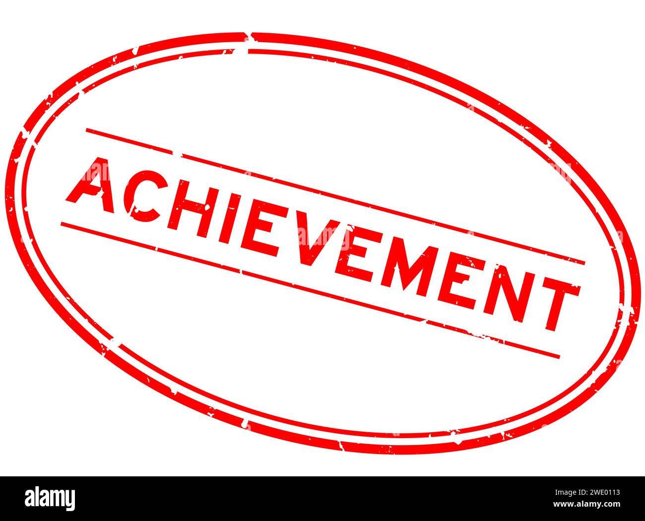Grunge red achievement word oval rubber seal stamp on white background