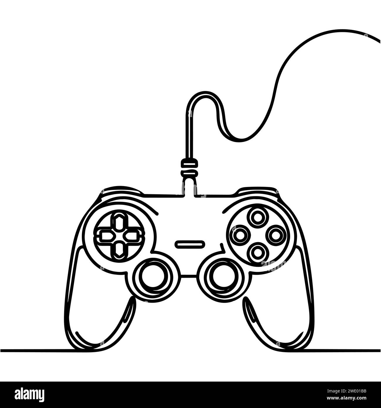 The game joystick is drawn in one continuous line Stock Vector Image ...