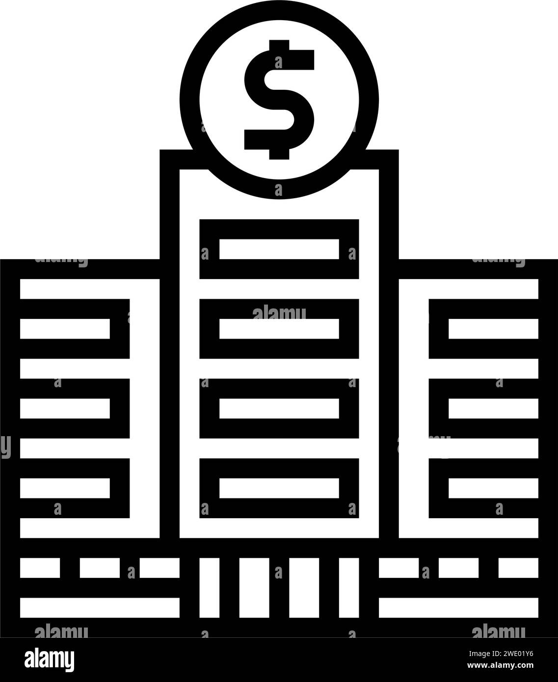skyscraper bank building line icon vector illustration Stock Vector ...