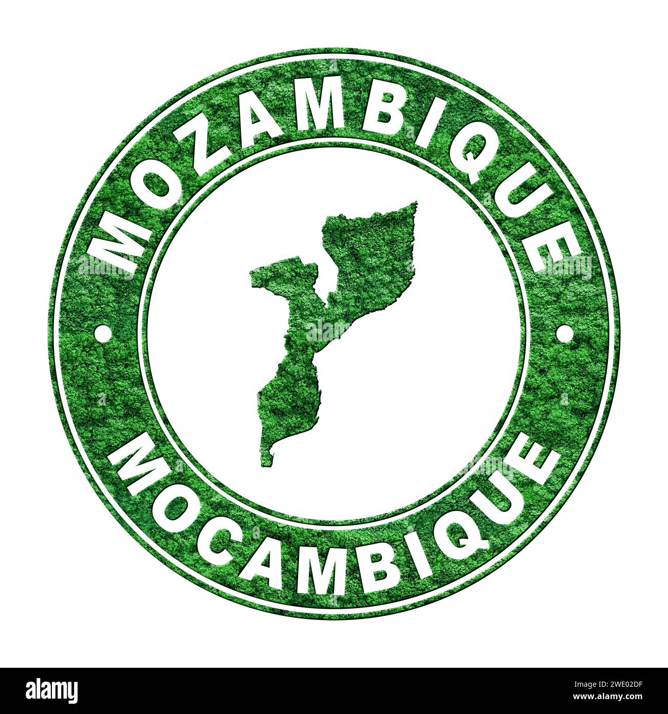 Map of Mozambique, CO2 emission concept, Clipping Path Stock Photo