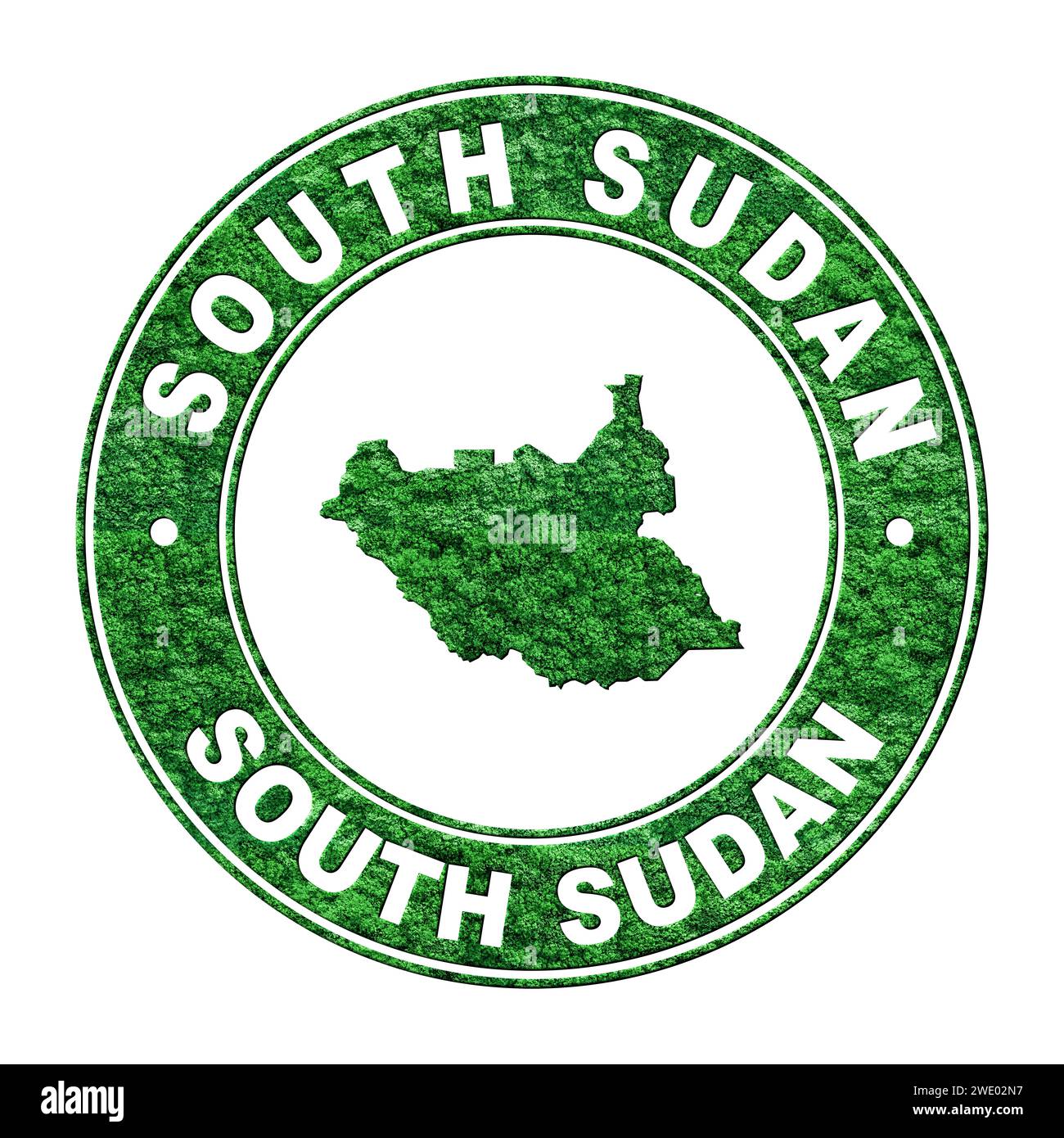 Map of South Sudan, CO2 emission concept, Clipping Path Stock Photo