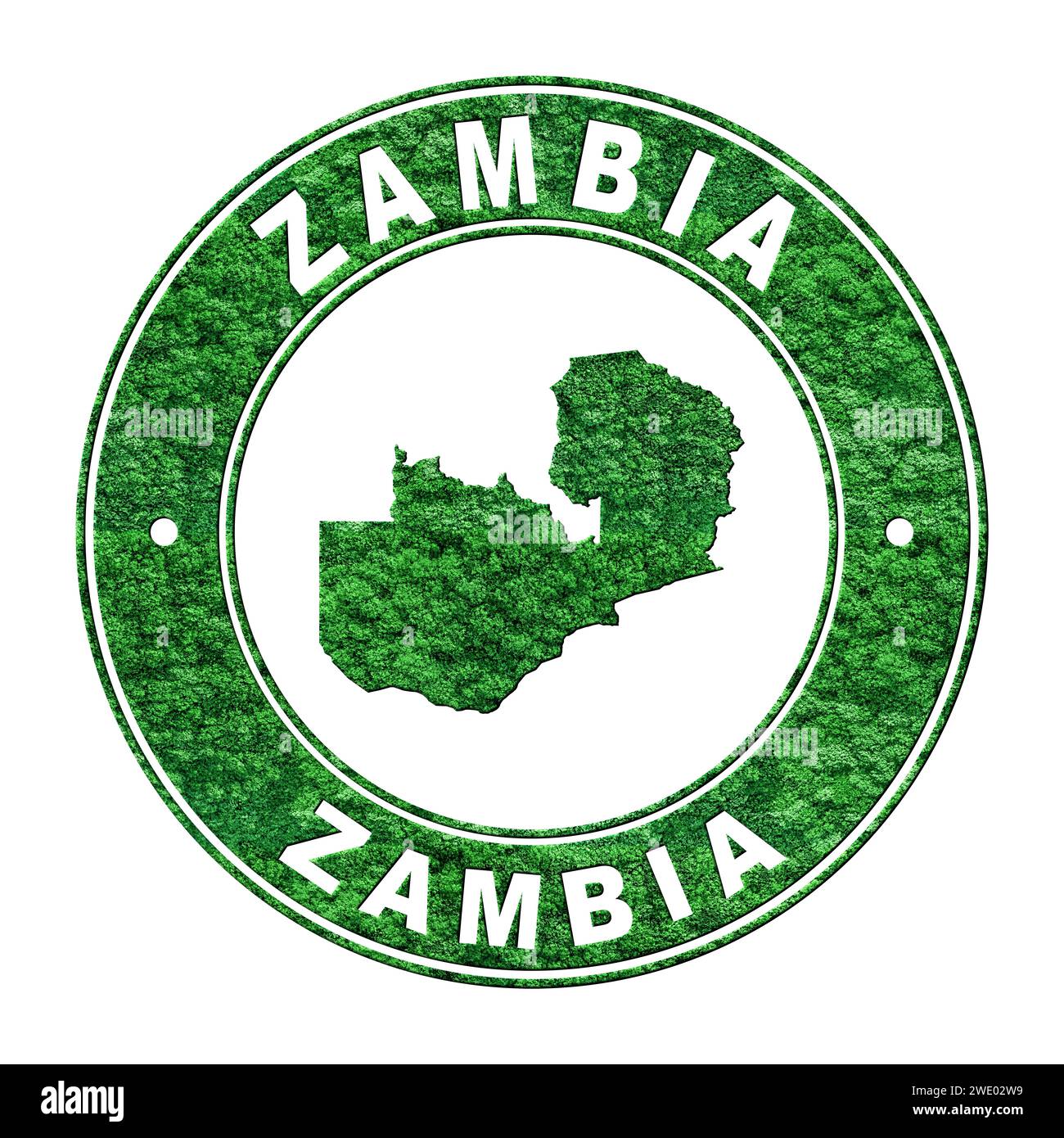 Map of Zambia, CO2 emission concept, Clipping Path Stock Photo